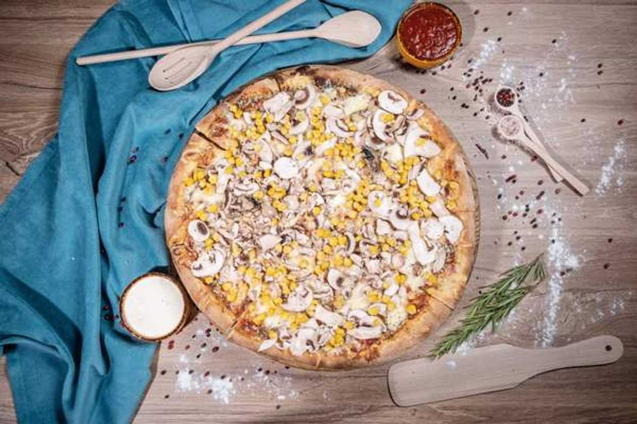 Pizza With Mushrooms And Corn