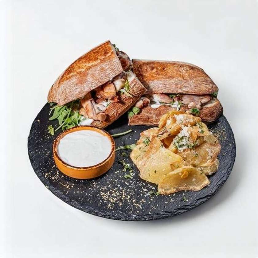 Chicken In Ciabatta With Gorgonzola Sauce