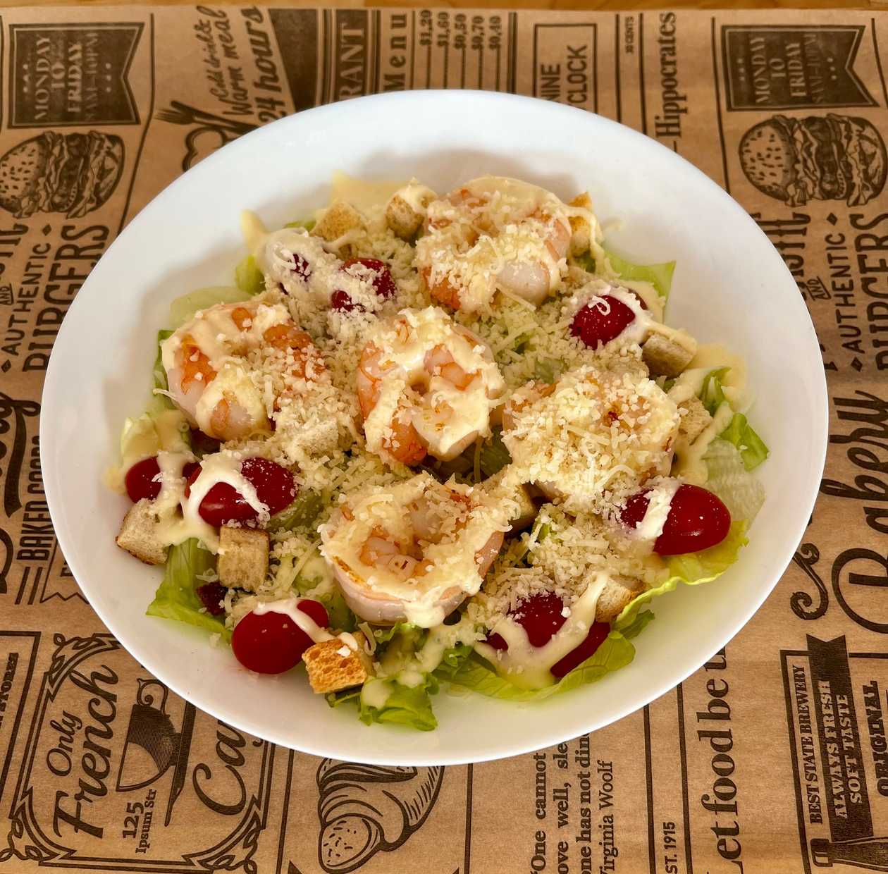 Caesar salad with shrimps
