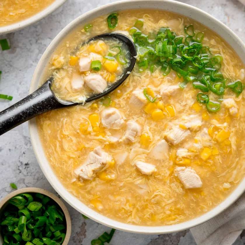 Sweet Corn Chicken with Veg Soup