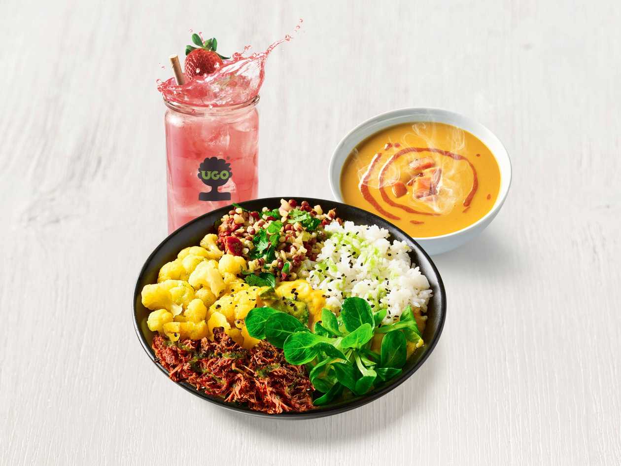 Menu Protein bowl hovězí líčka s jarní bylinkovou omáčkou