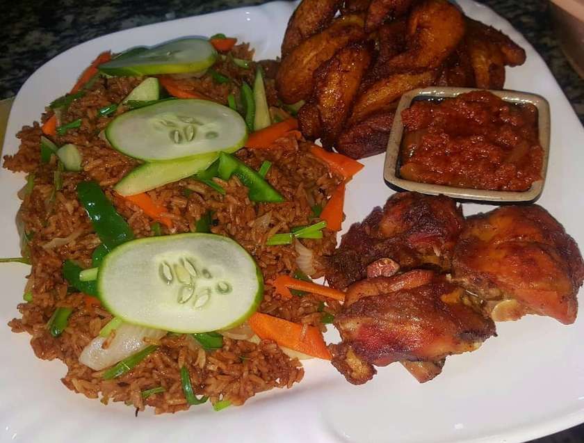 Jollof rice with grilled chicken