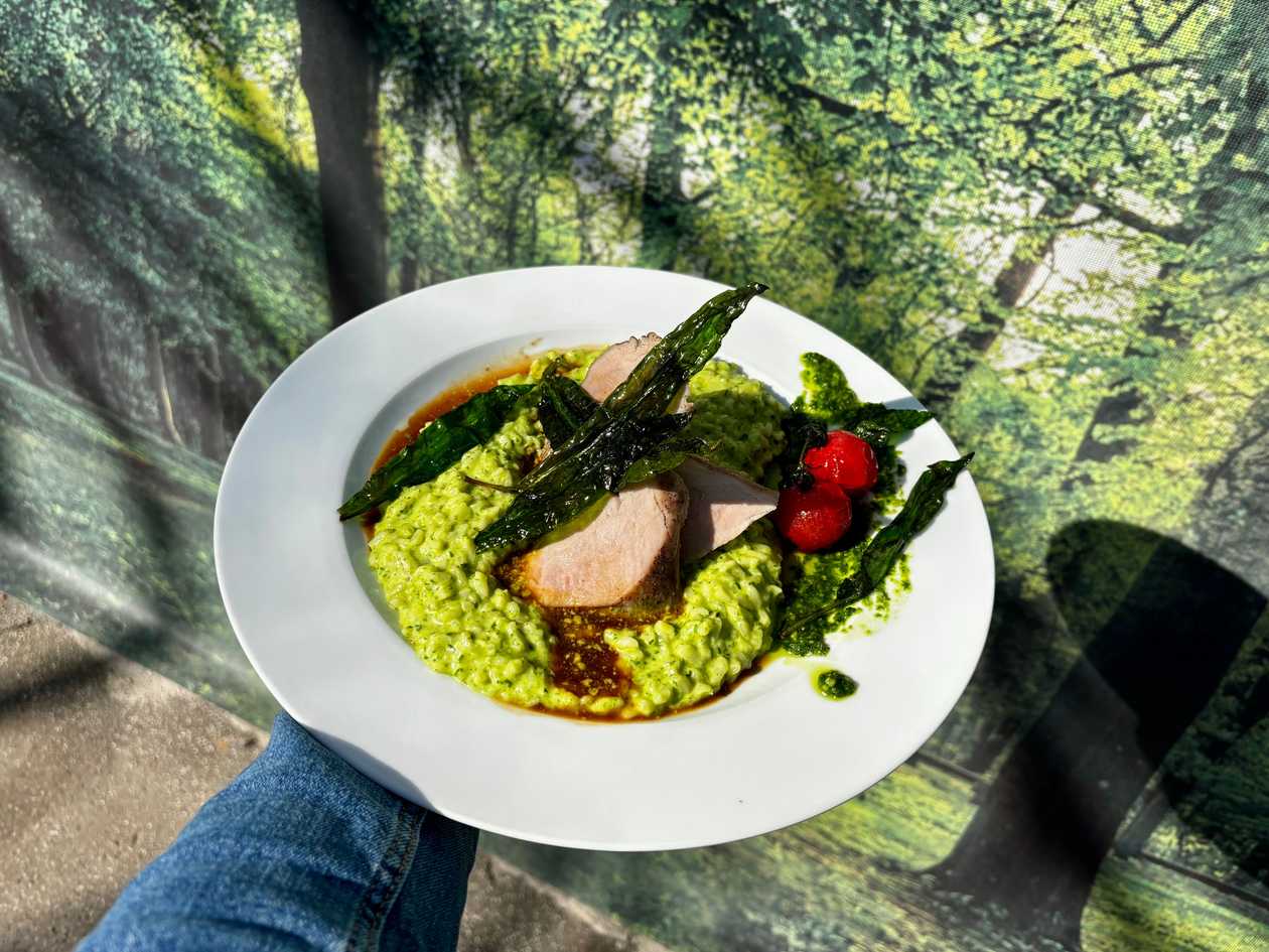 160g+  Grilovaná  bravčová  panenka podávaná s demi glace omáčkou