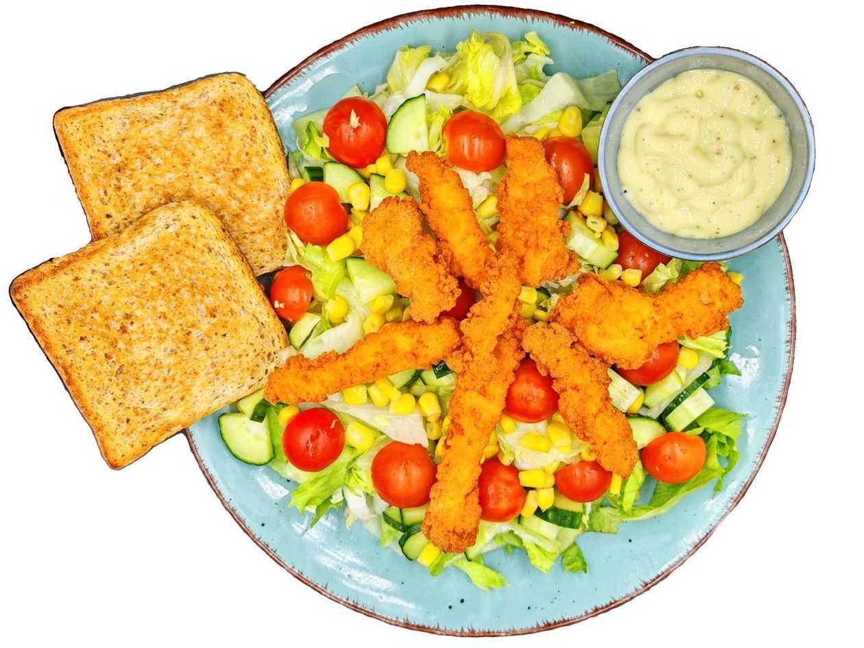 Salad with chicken strips