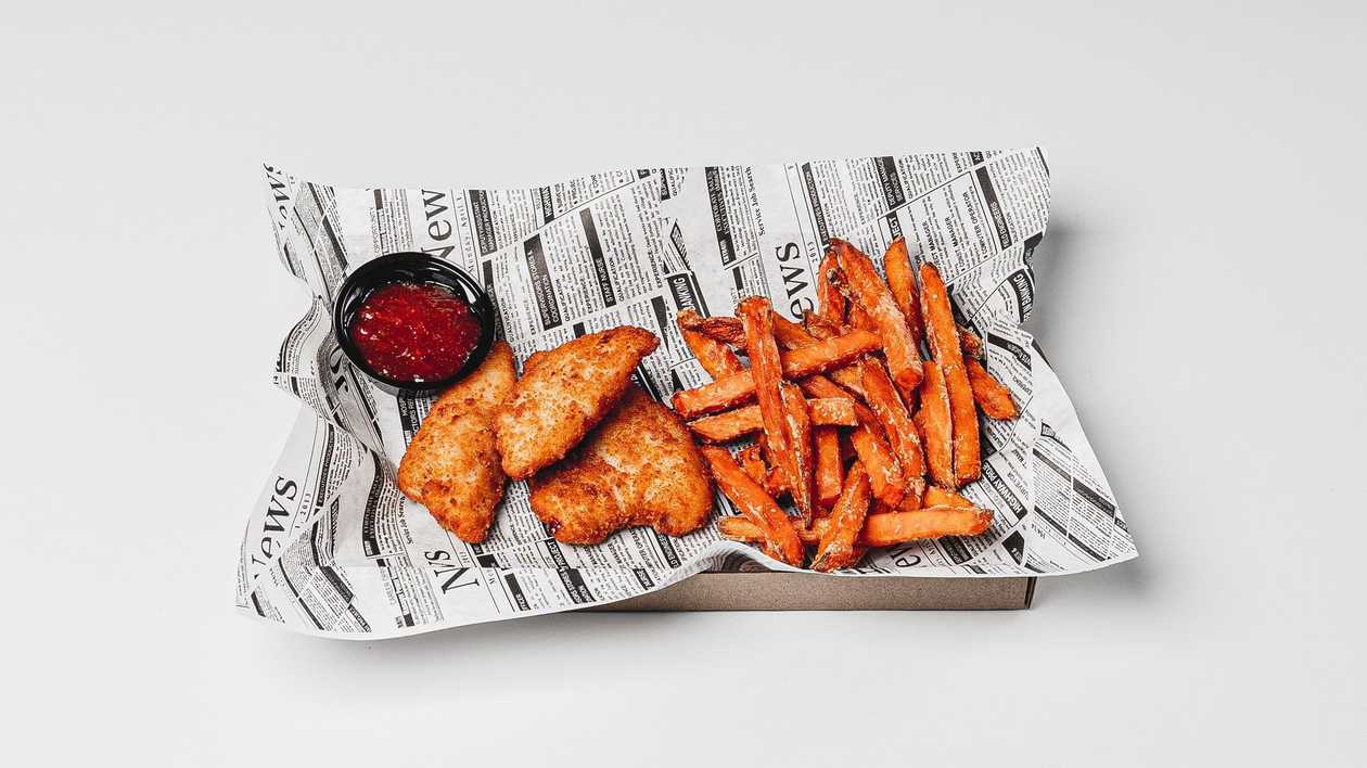 Chicken Strips + Sweet Potato Fries + Sauce