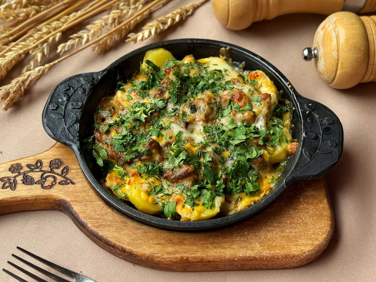 Курячий жульєн з грибами та картоплею (для великої компанії)