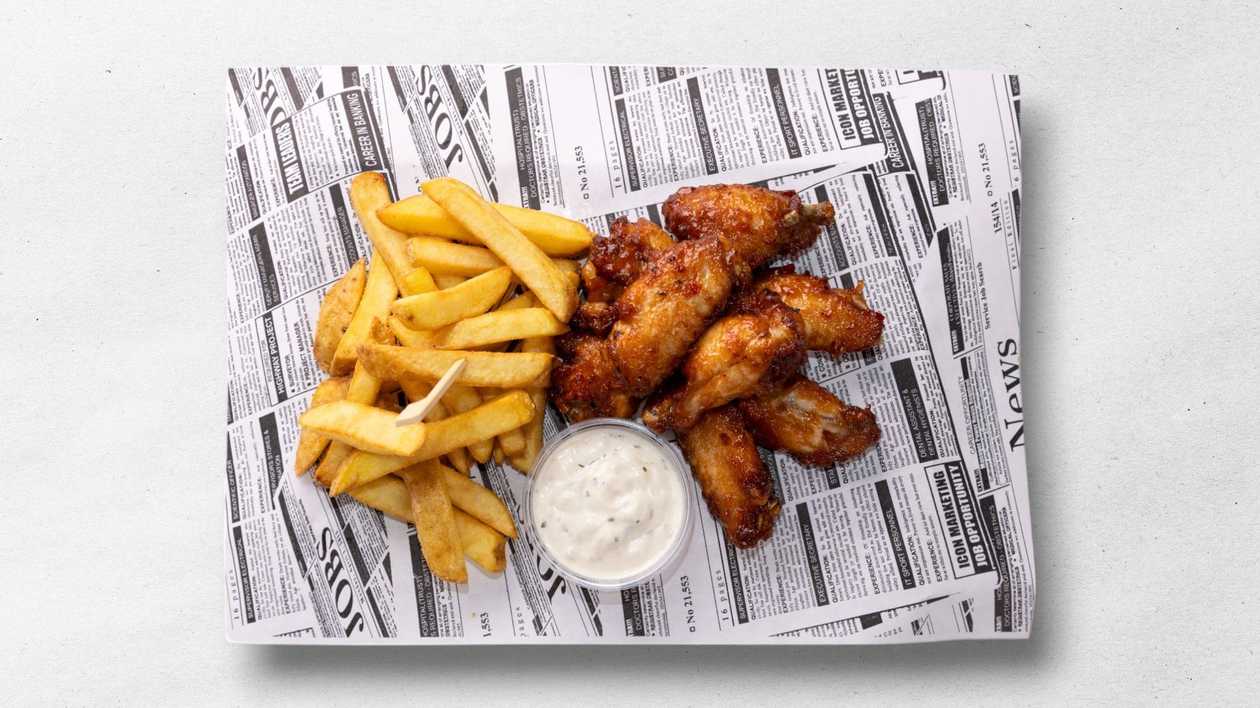Combo: Sweet and Sour Chicken Wings 350g + Fries + Sauce