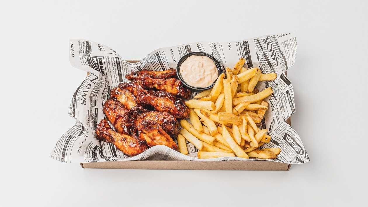 COMBO: BBQ Wings 500g + Fries + Sauce