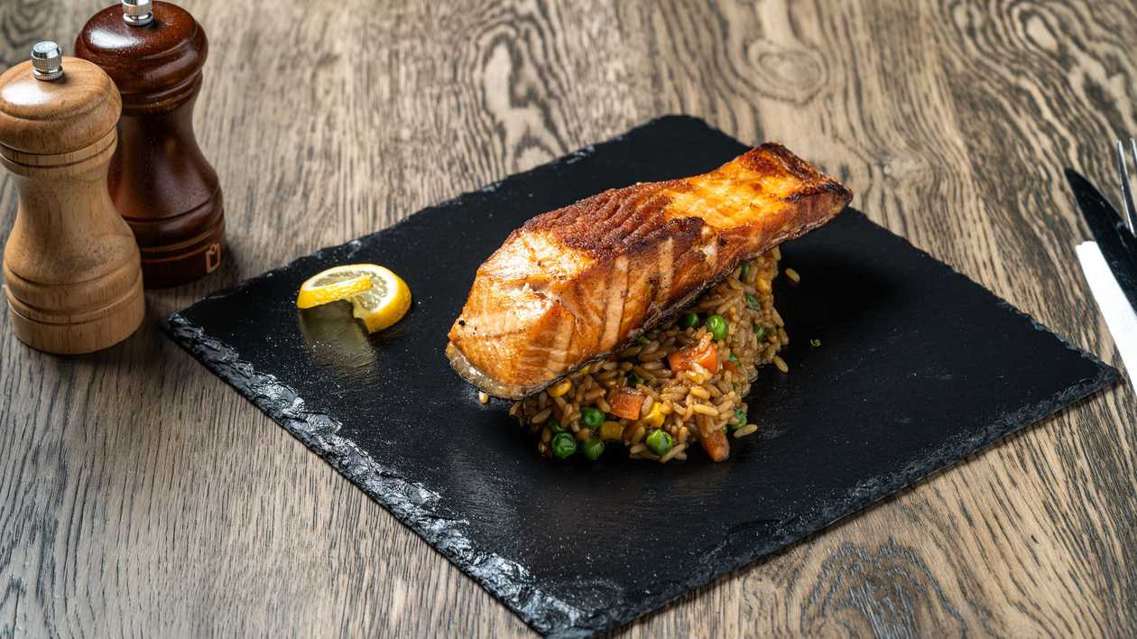 Grilled Salmon Fillet with Mixed Vegetables