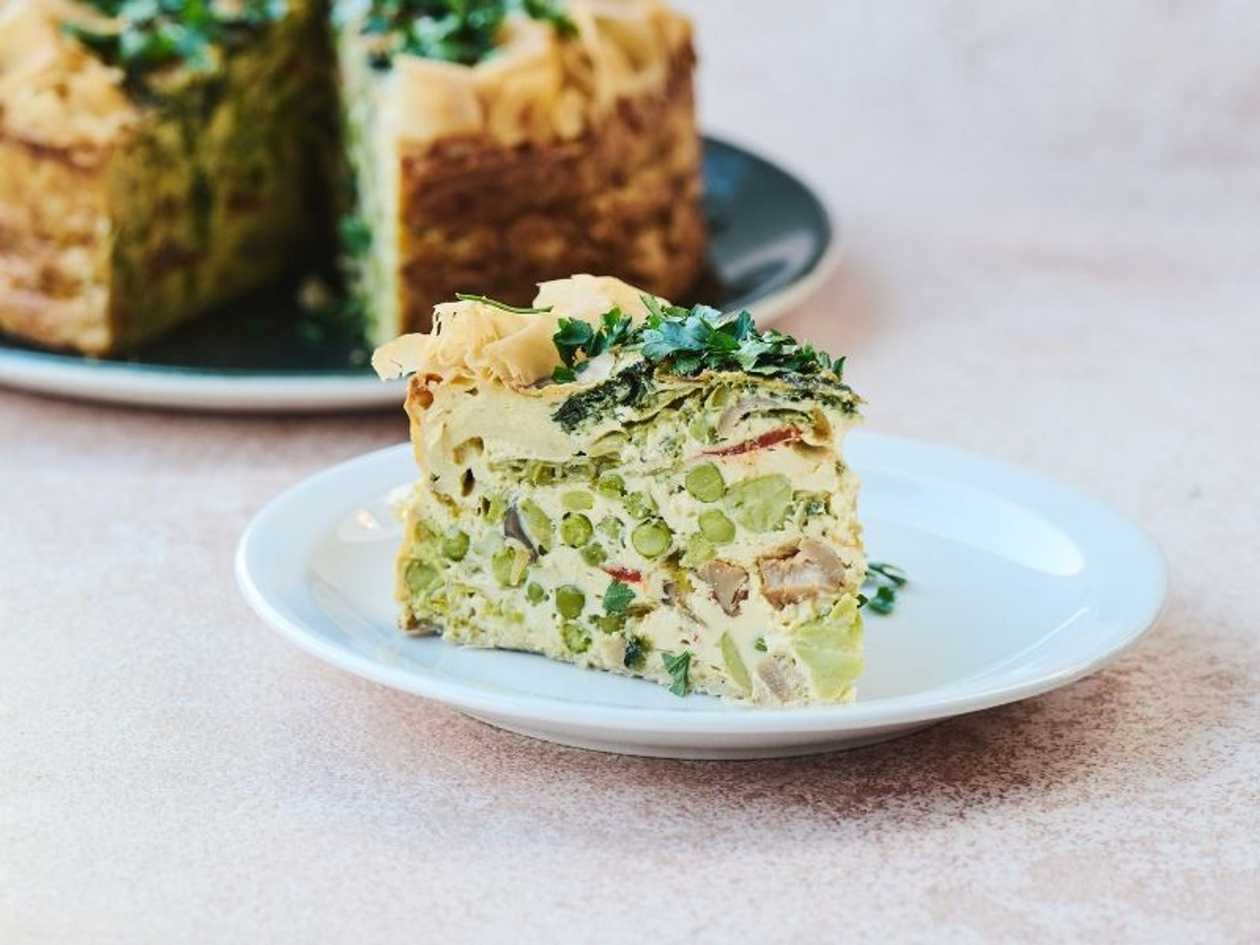 Quiche z boczniakami i zielonym curry