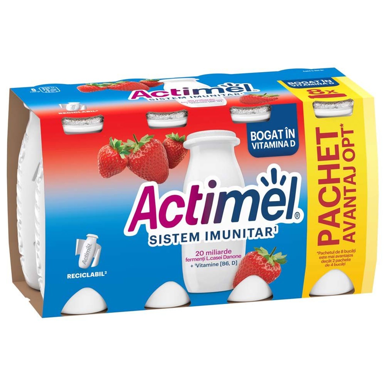 Iaurt de baut capsuni 8x100g Actimel