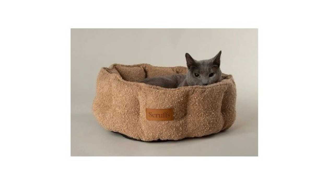SCRUFFS - BOUCLE DESERT BROWN CAT BED