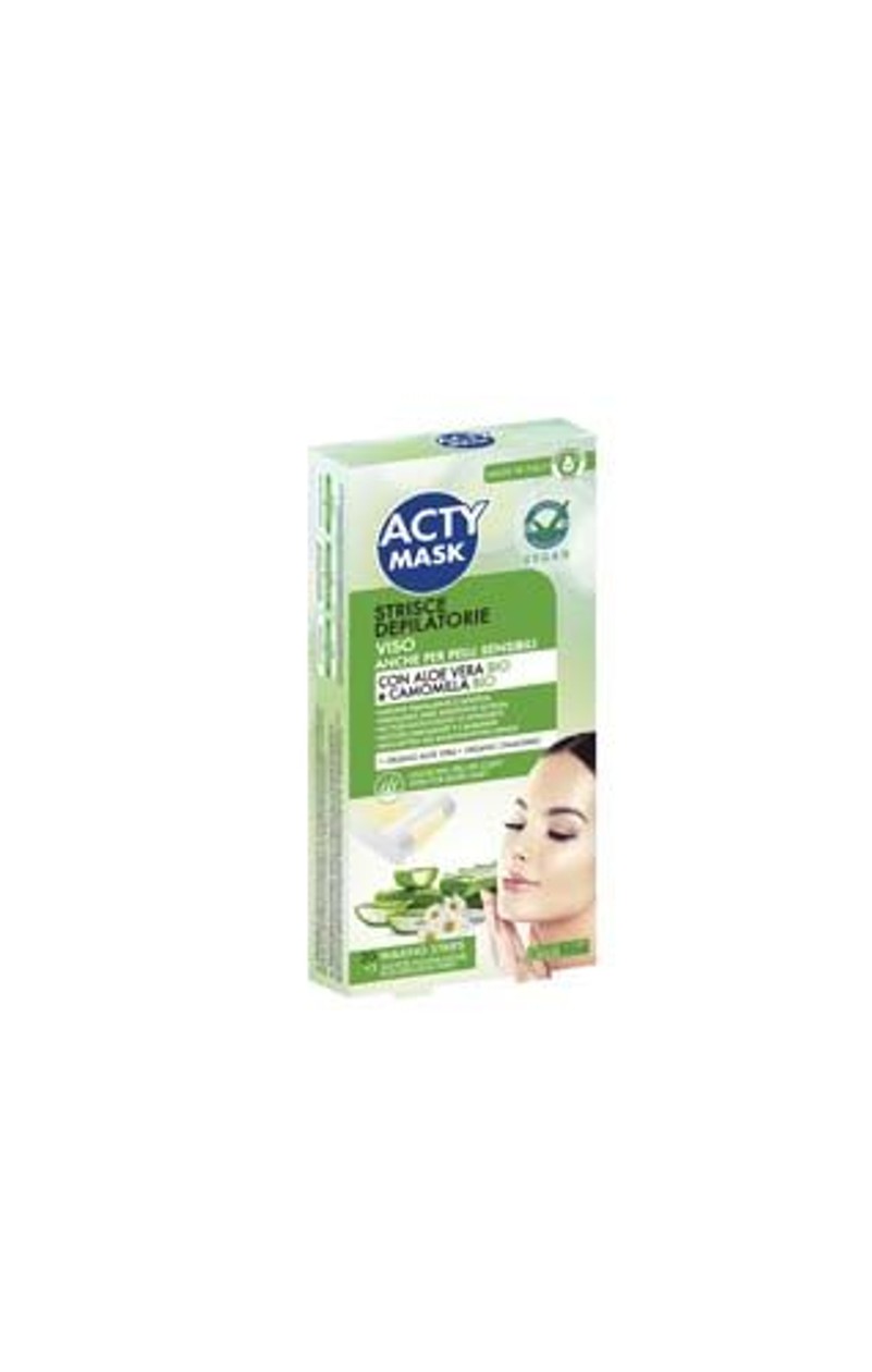 Benzi depilatoare pentru fata Acty Mask cu aloe si musetel, 20 bucati