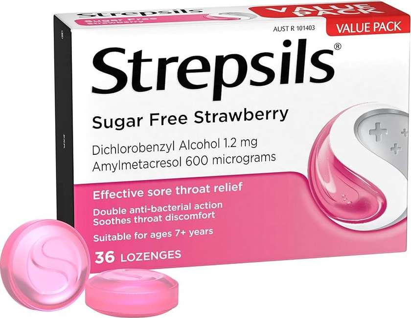 Strepsils Strawberry Lozenges (8 LOZENGES)