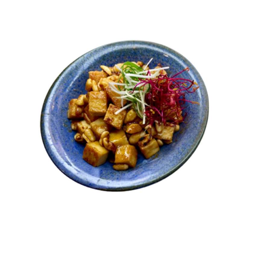 Fried tofu, nuts, miso sauce