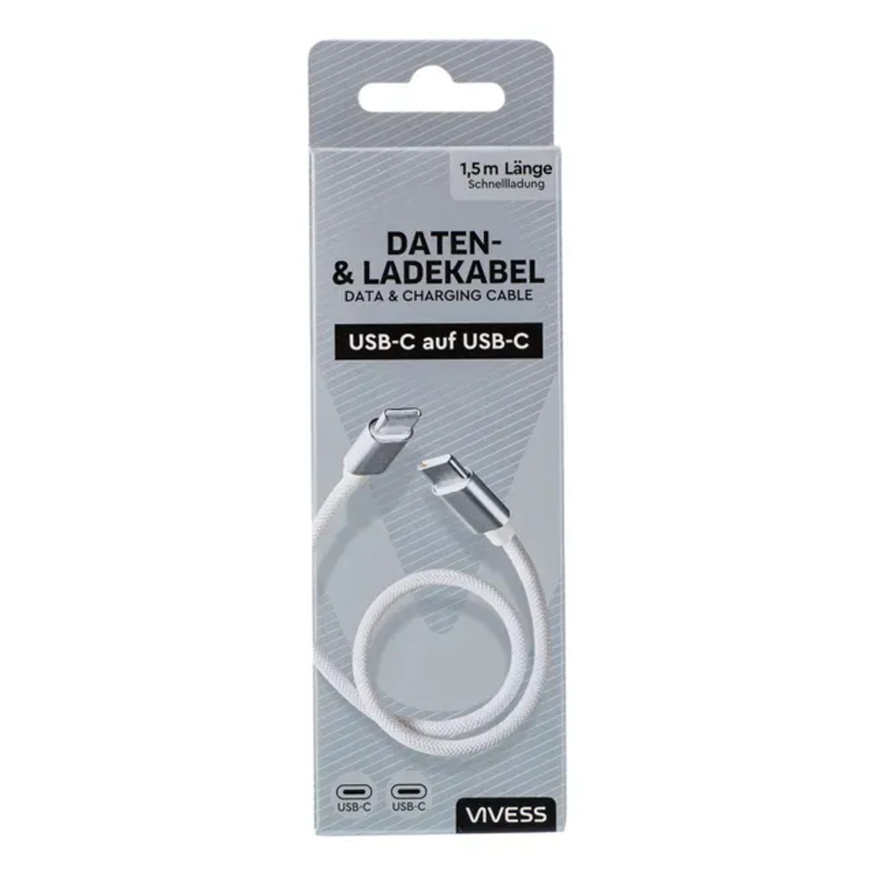 Duomenų ir įkrovimo kabelis iš USB-C į USB-C VIVESS