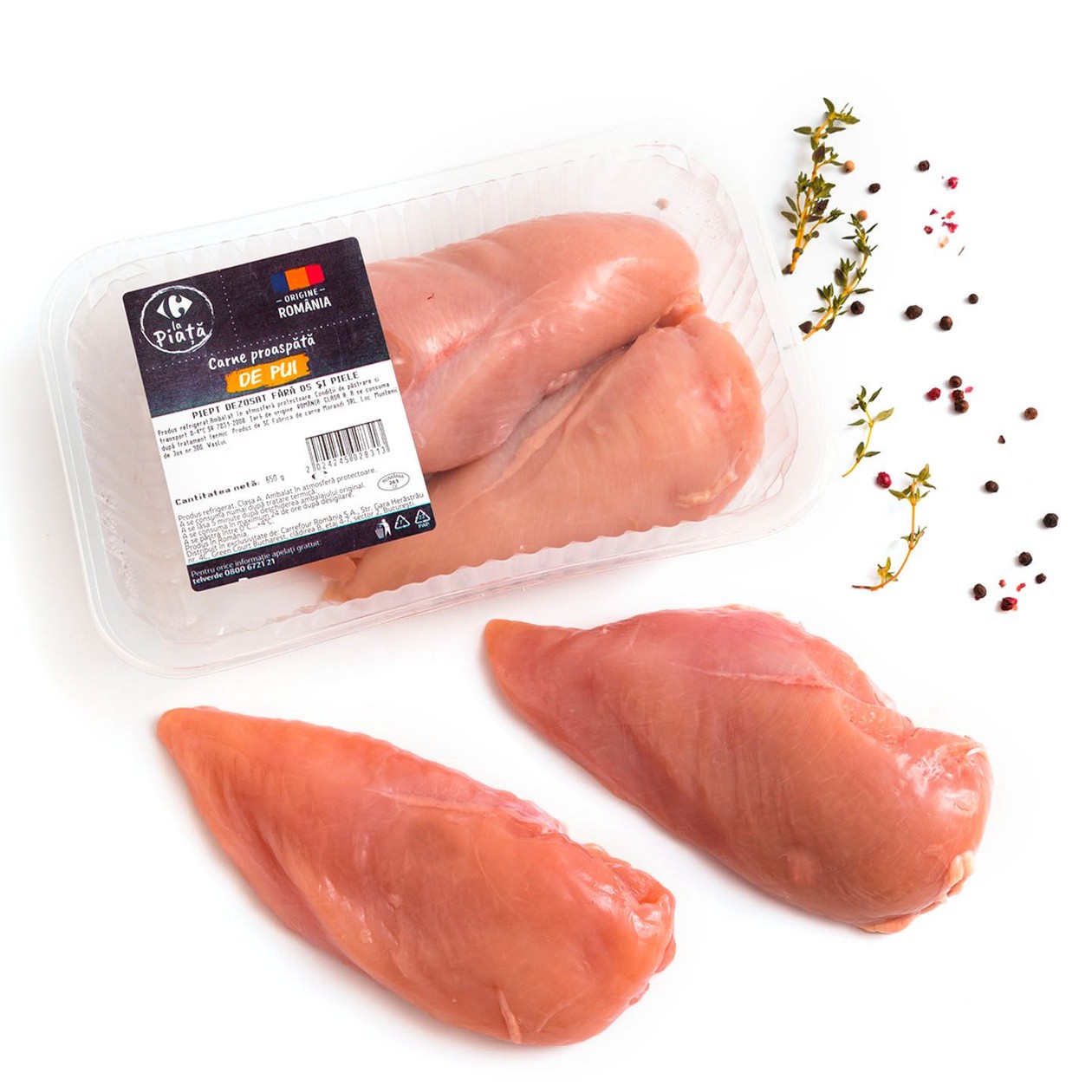 Piept dezosat de pui, Romania, Carrefour La Piata 650g