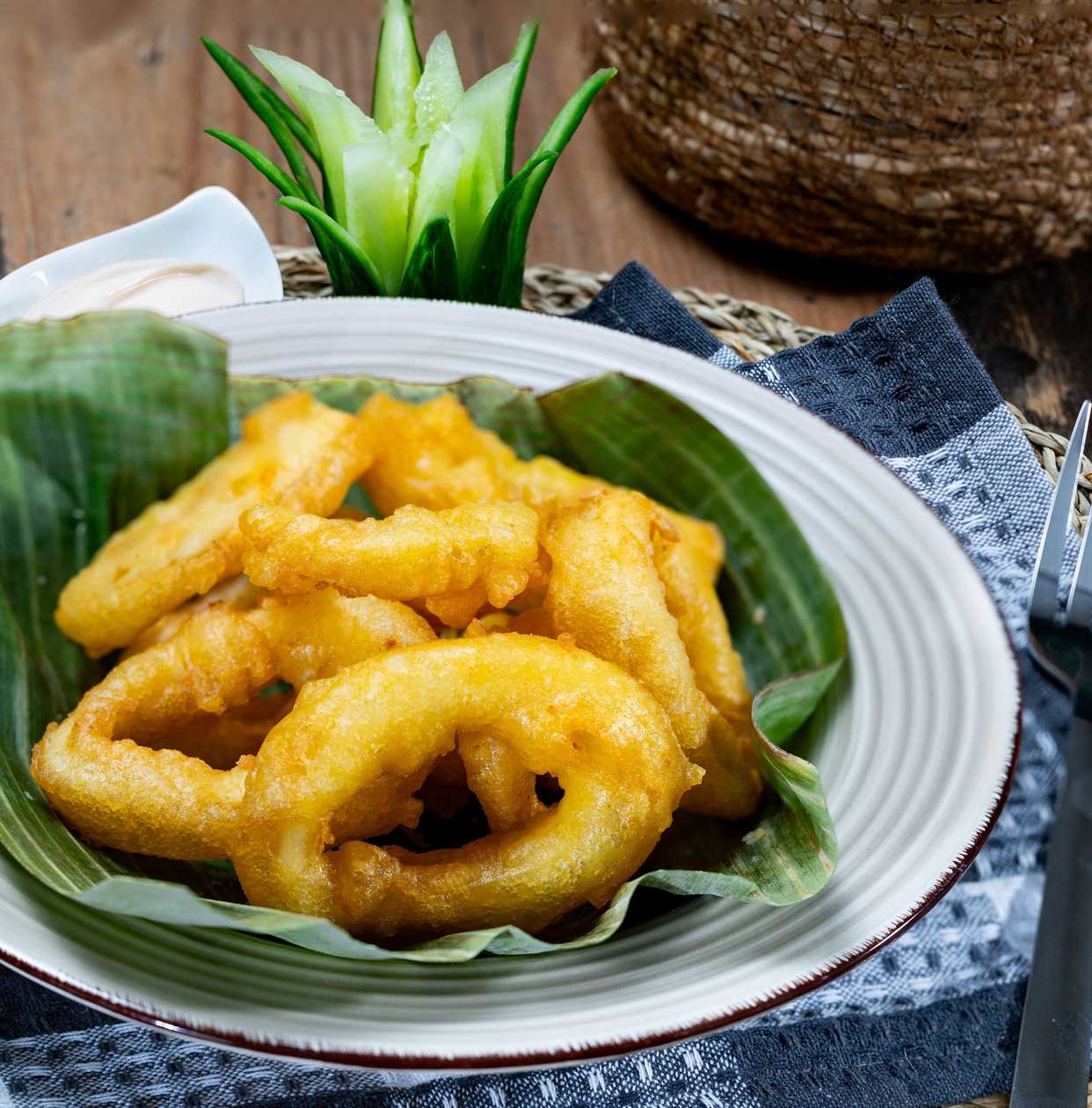 Inele de calamar prajit cu unt