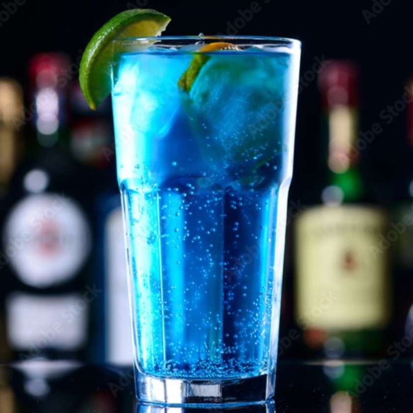 Three Peach Blue Long Island Cocktails