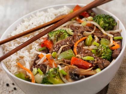 Beef with Teriyaki Sauce and Rice