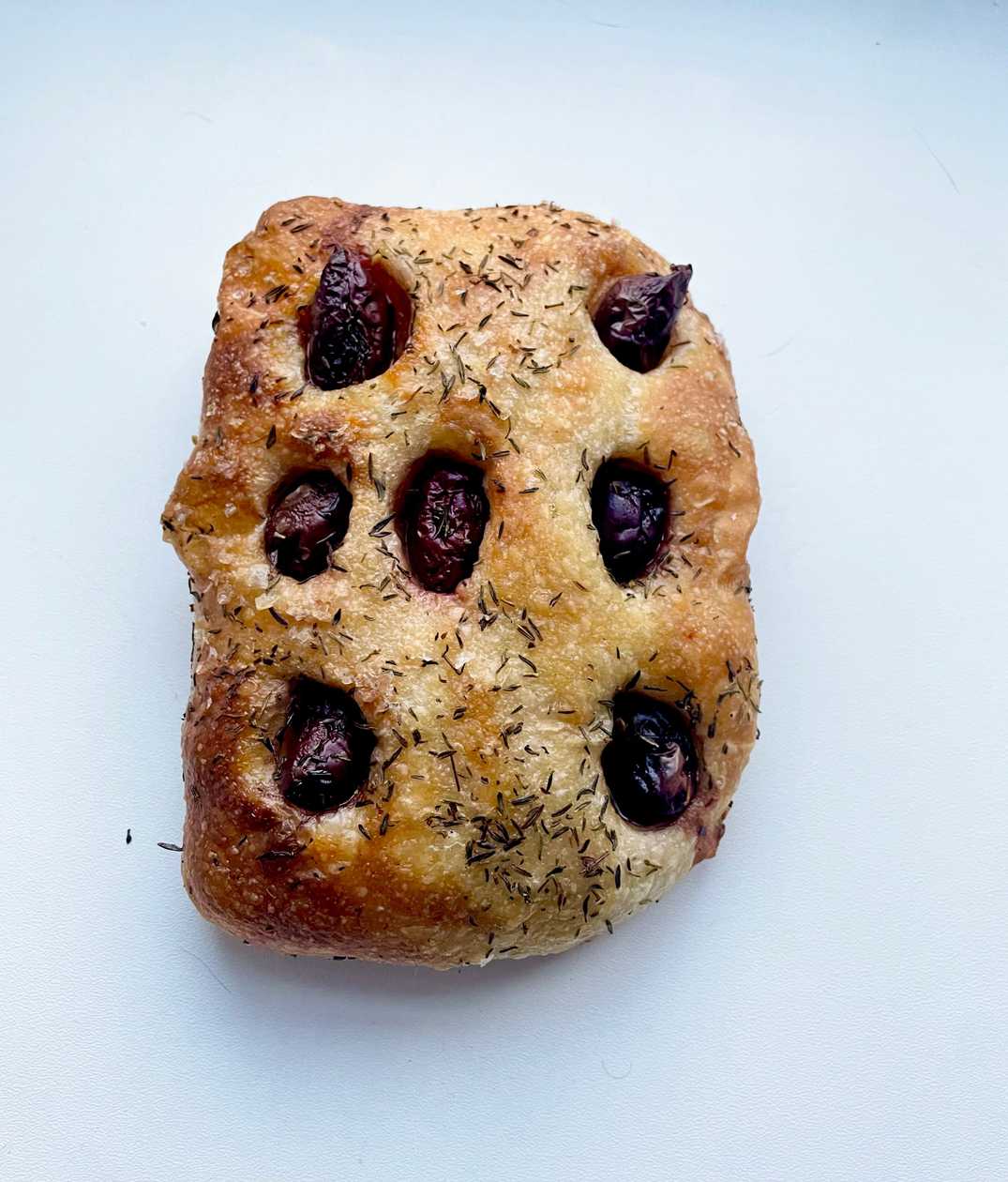 Focaccia with Kalamata olives and thyme