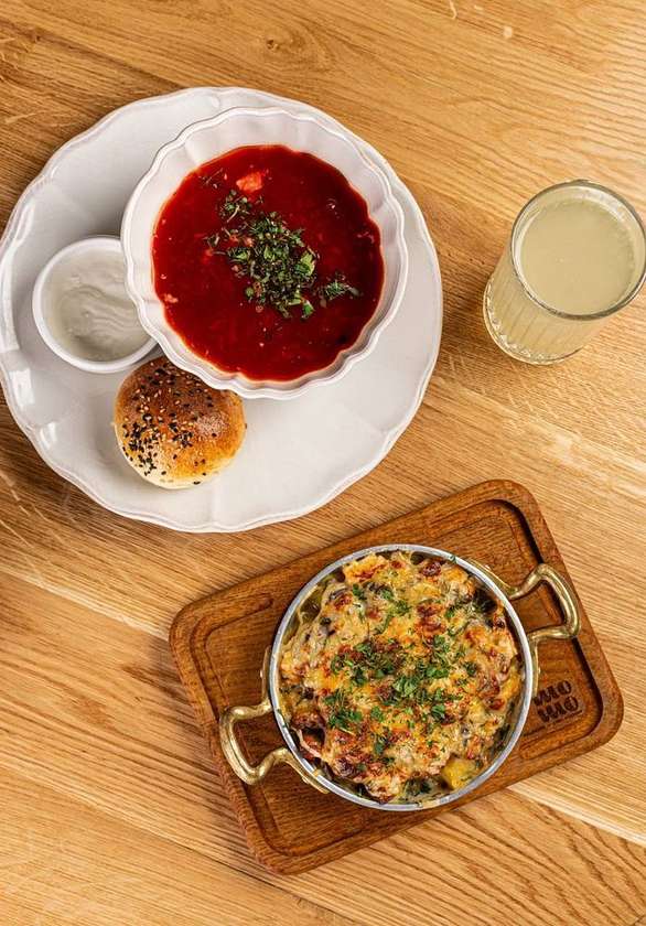 Борщ + Картопля на сковорідці з курячим філе