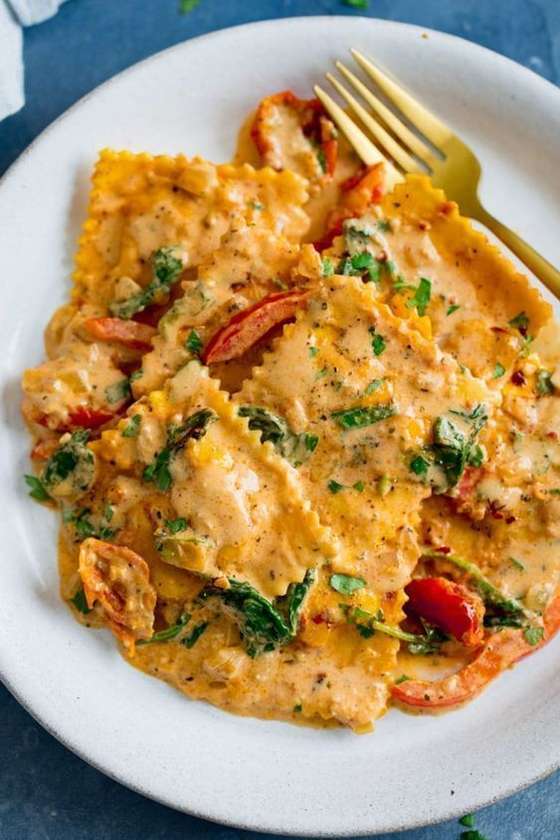 Spinach and cheese with Ravioli pasta