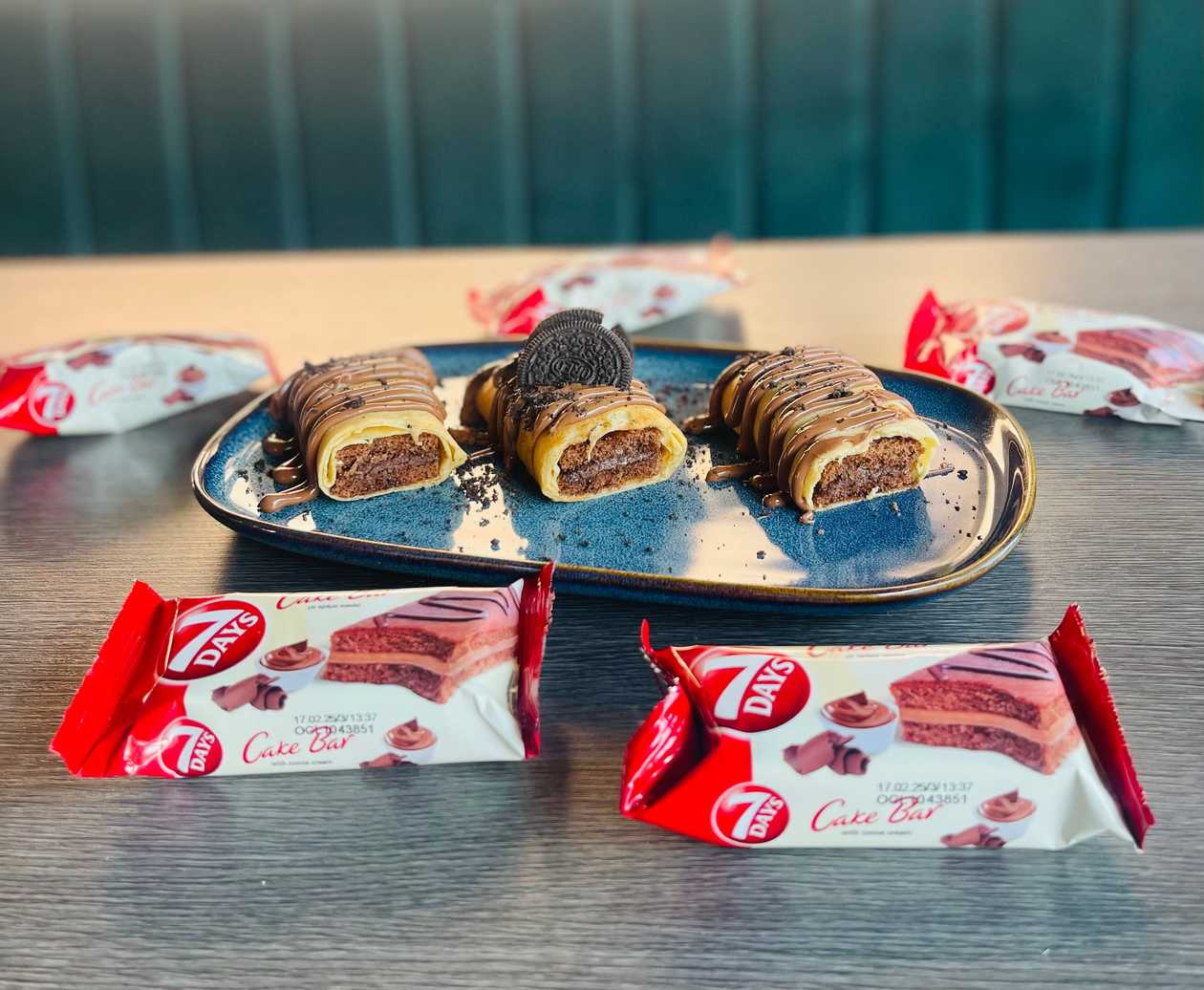Crepe Sandwich With Nutella Spread And 7 Day Cake Bar
