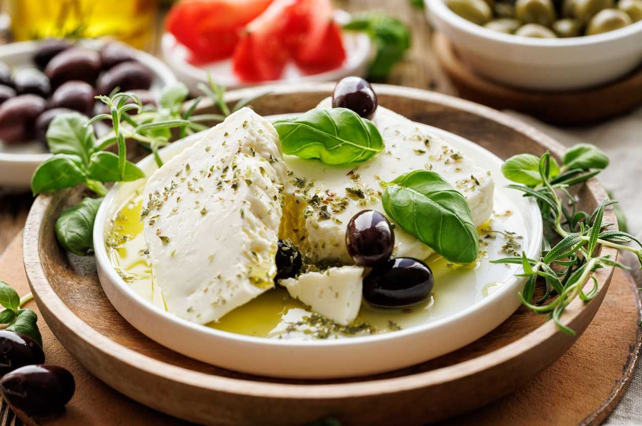 Greek cheese with oregano and olive oil