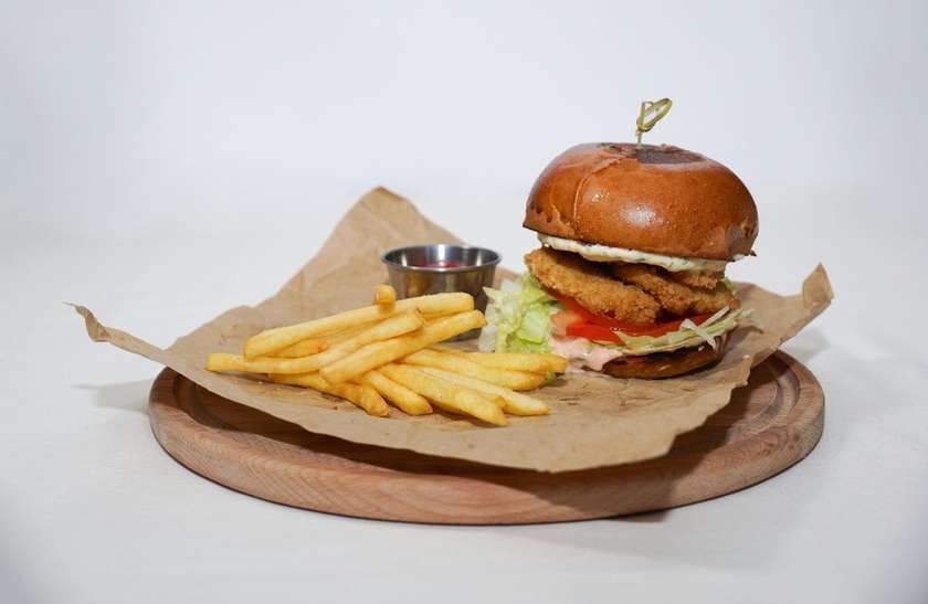 Crispy Chicken Burger with Blue Cheese Sauce