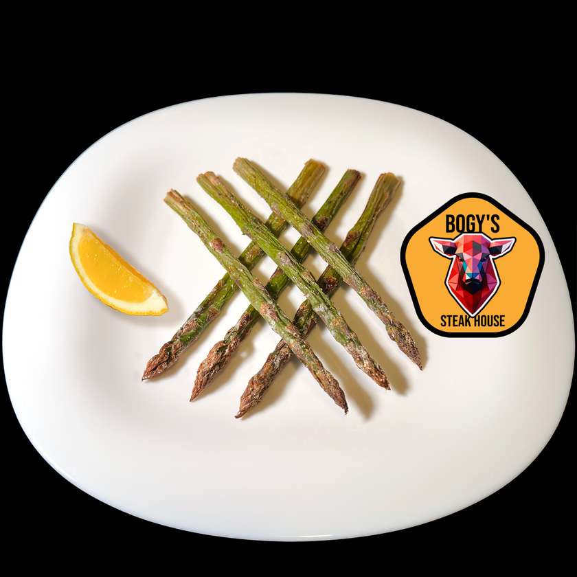 Delicate Asparagus with a Wedge of Lemon