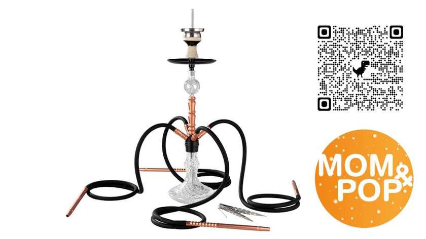 🆕 Heroes Rose-gold Glass Shisha - 4 Hoses, 70cm