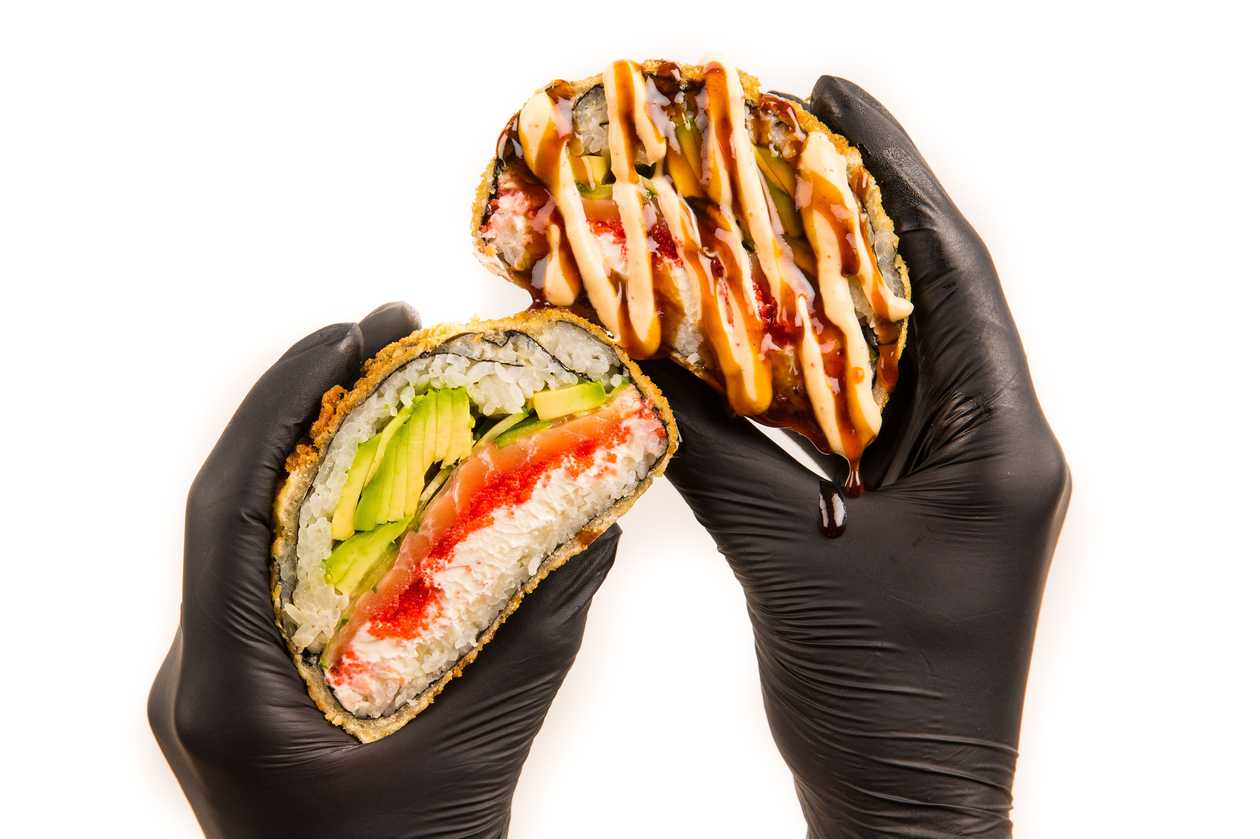 Sushi-burger with salmon "Sake Shock"
