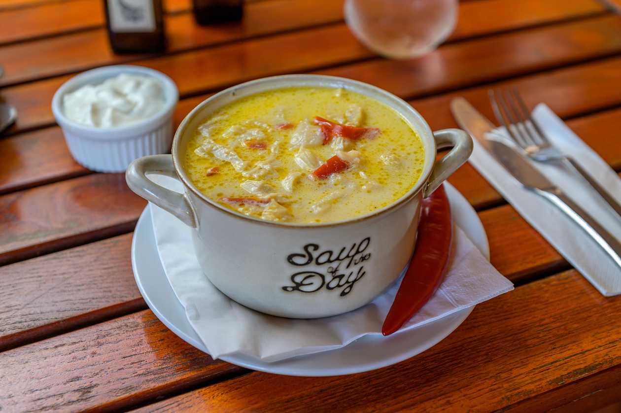 Tripe Soup with Hot Peppers and Sour Cream