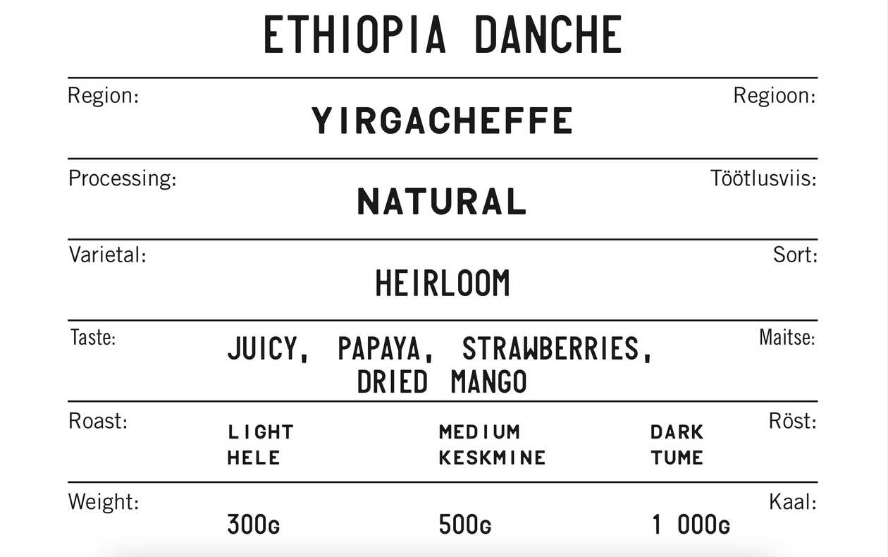 ETHIOPIA DANCHE, MEDIUM-DARK ROAST