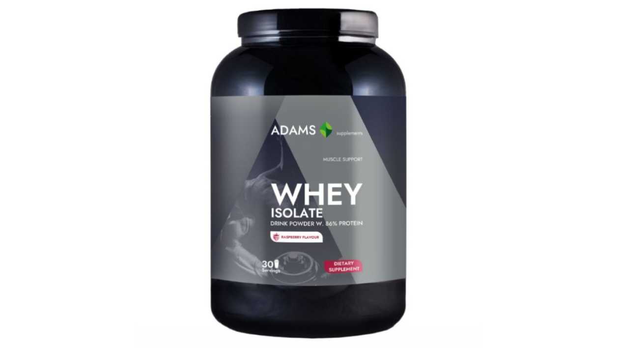 Adams Supplements, Whey isolate protein (raspberry), 360gr