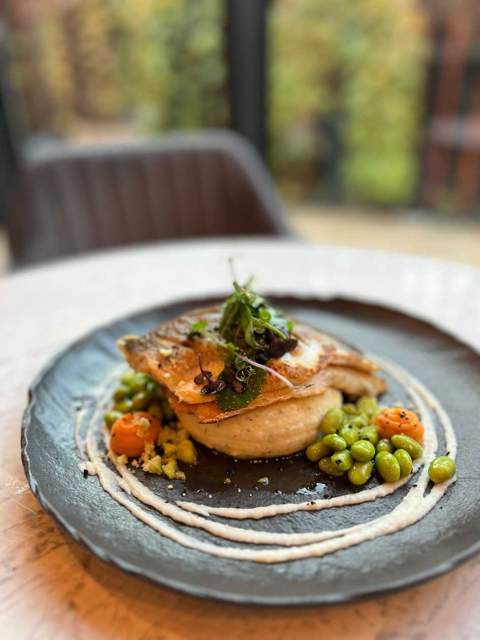 Perch with Mashed Potatoes and Edamame