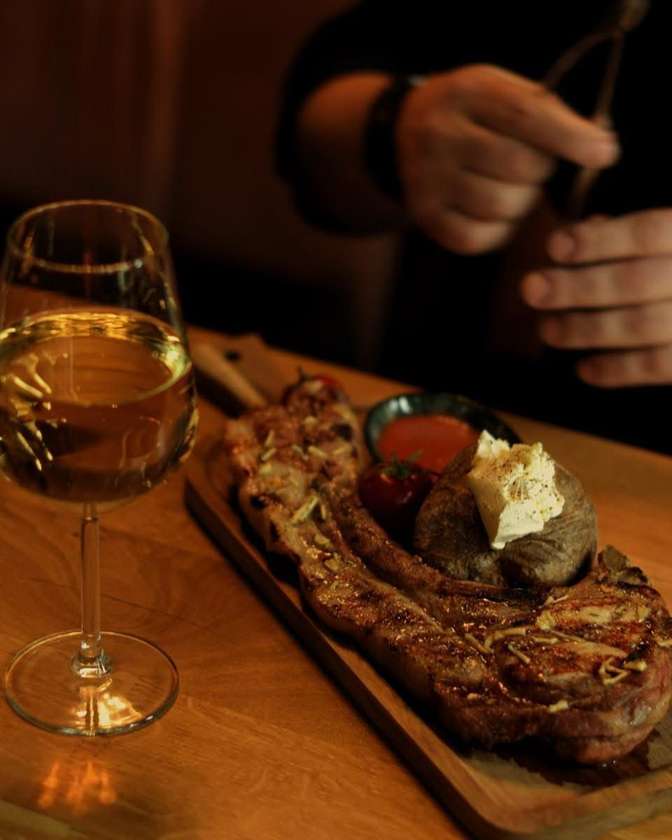 Delicious pork tomahawk