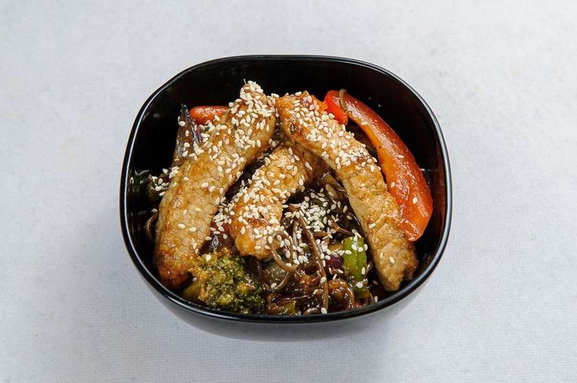 Soba with Chicken in Teriyaki Sauce