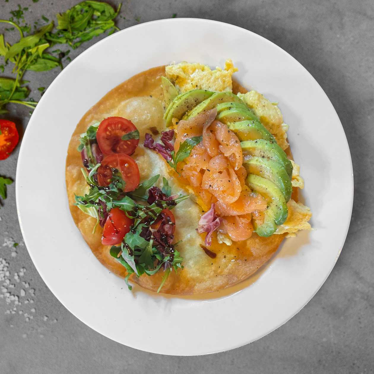 Scrambled Eggs with Avocado and Smoked Salmon