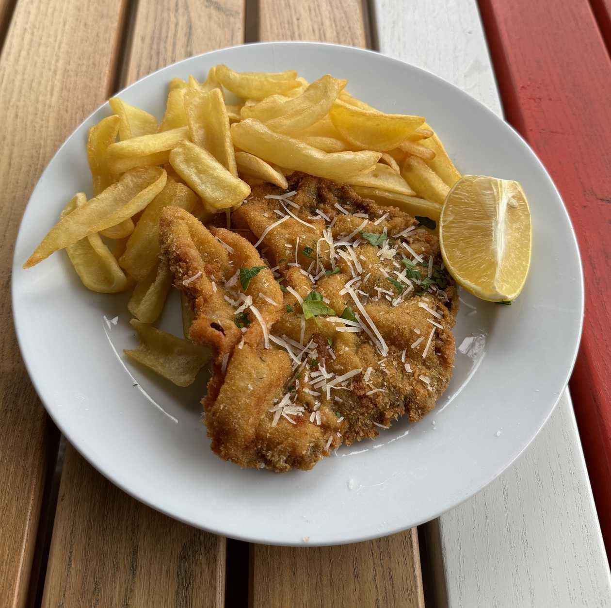 Viennese Veal Schnitzel with French Fries