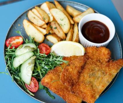 Chicken Schnitzel with Sweet Potato