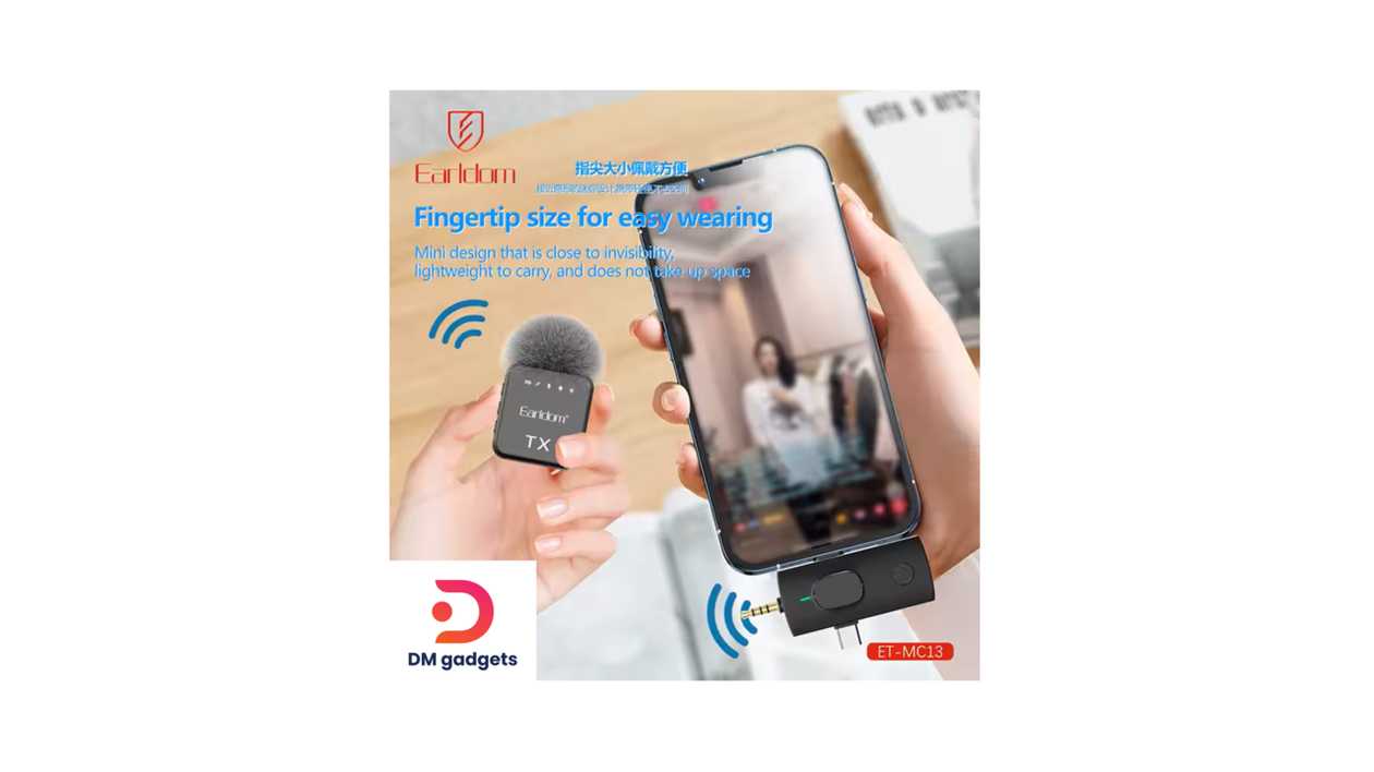 #387A# Earldom®ET-MC13 3in1 Colar Clip Studio Professional Wireless Microphone -Black