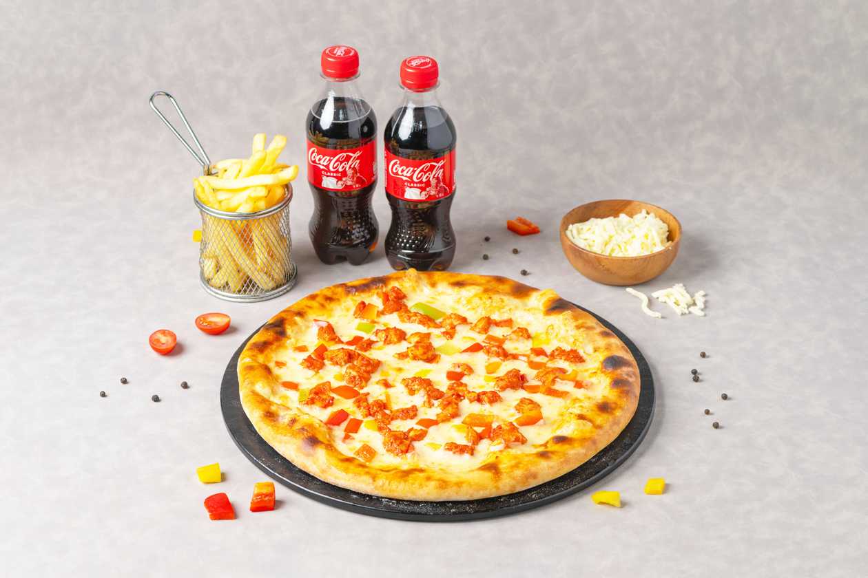Chicken Pizza + 2 Coca-Cola + French Fries