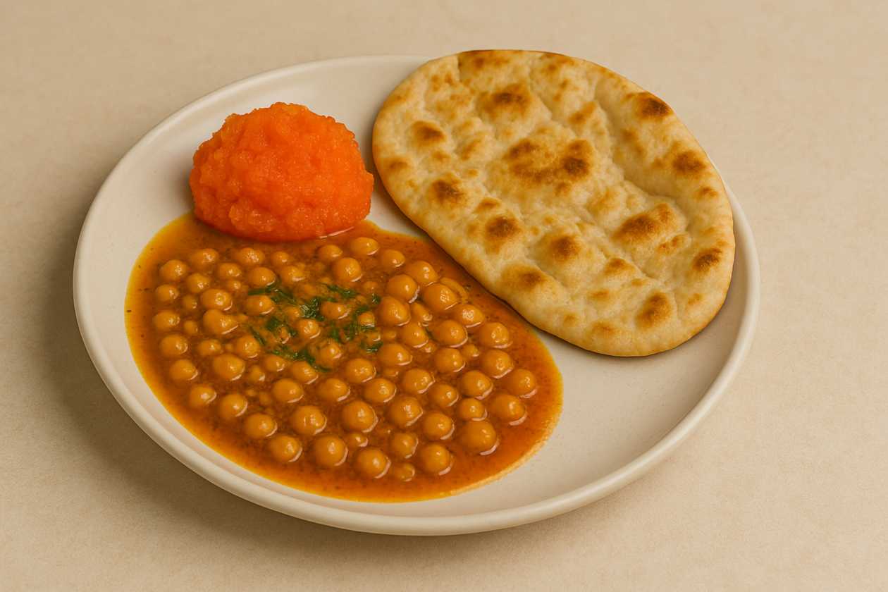 Naan (1 piece), Channay & halwa