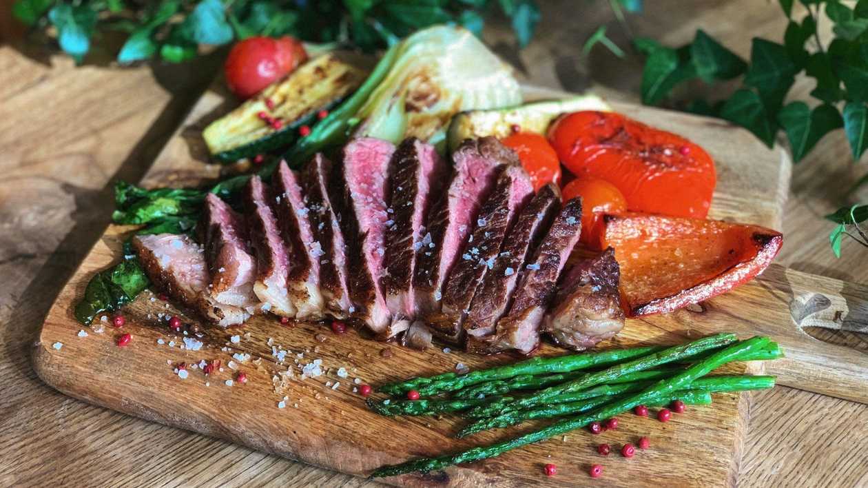 Aged beef ribeye steak