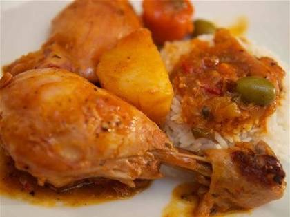 Chicken Stew (Cuban Fricassee) + White Rice + Salad