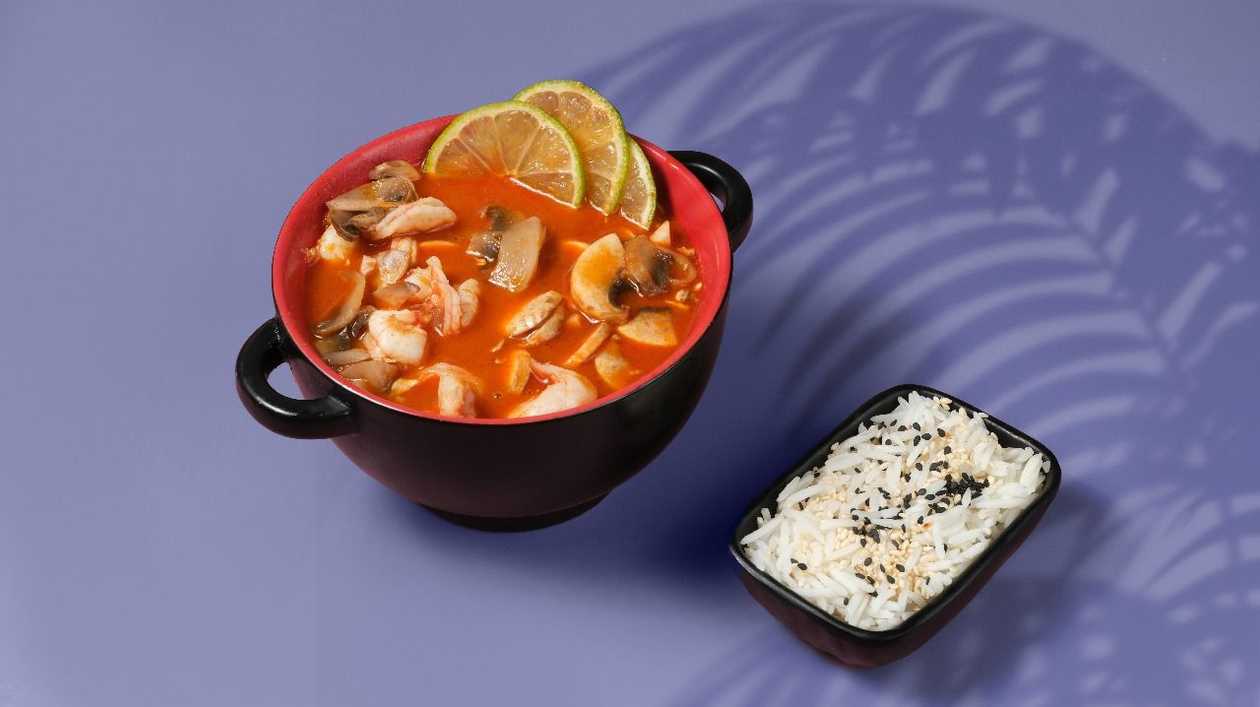 Tom-Yum with Shrimp and Rice