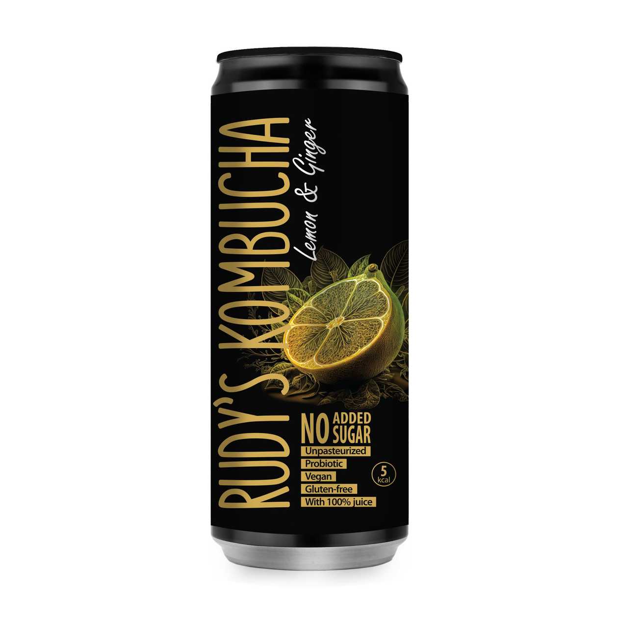 Kombucha RUDY'S KOMBUCHA GINGER & LEMON, 330ml (expires soon)