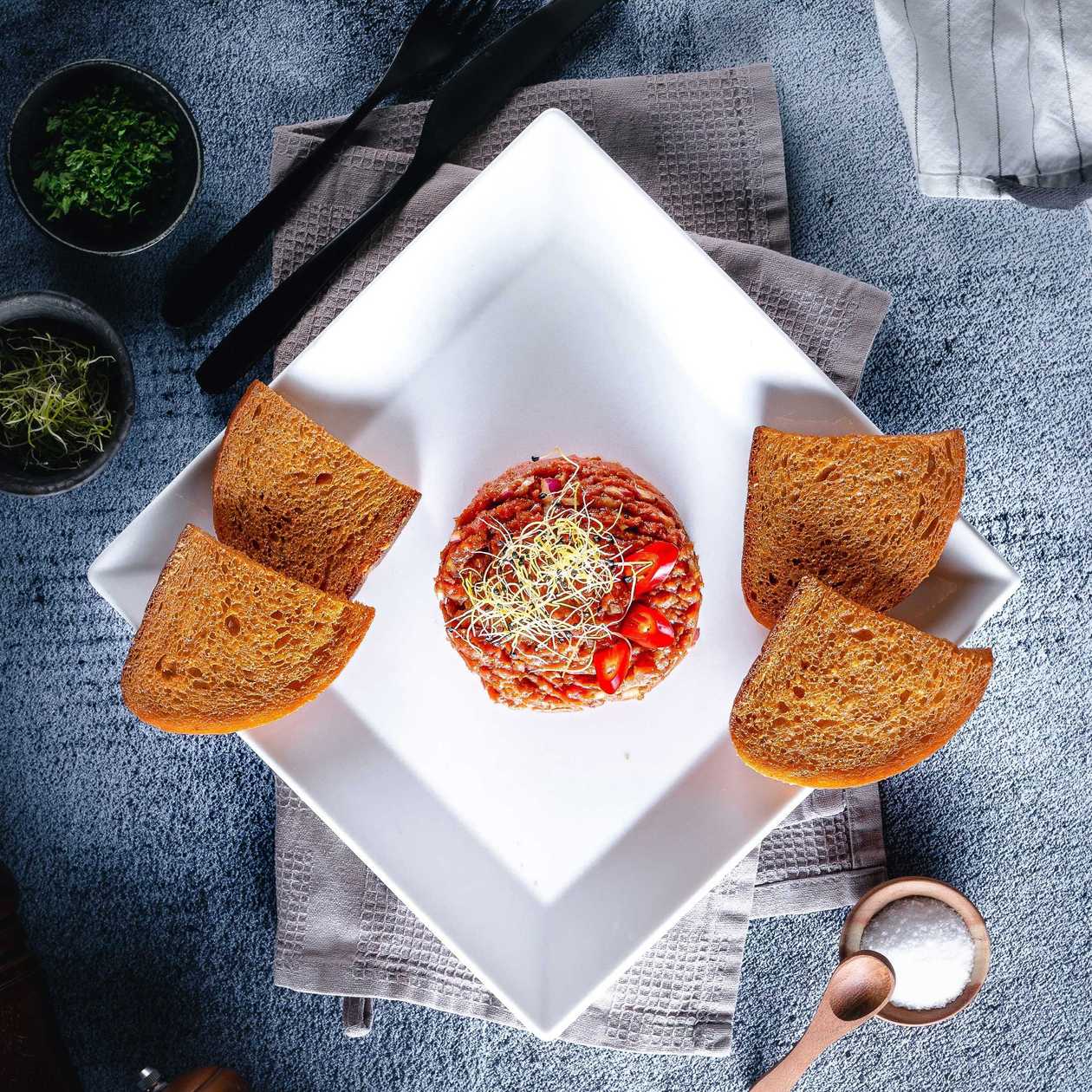 Steak tartare from beef tenderloin